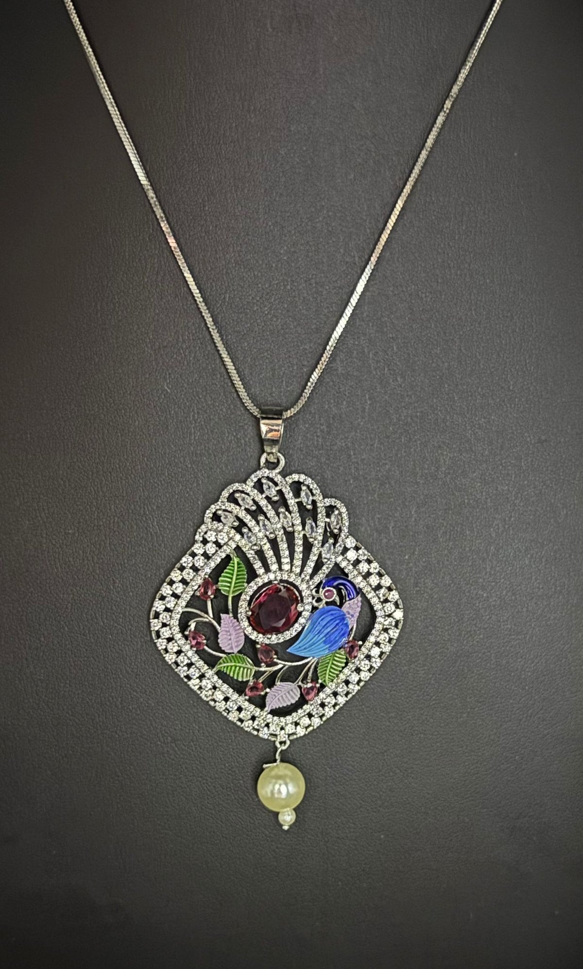 Peacock Pendants Set with earrings | Elegant brooch Design – Famaza Couture