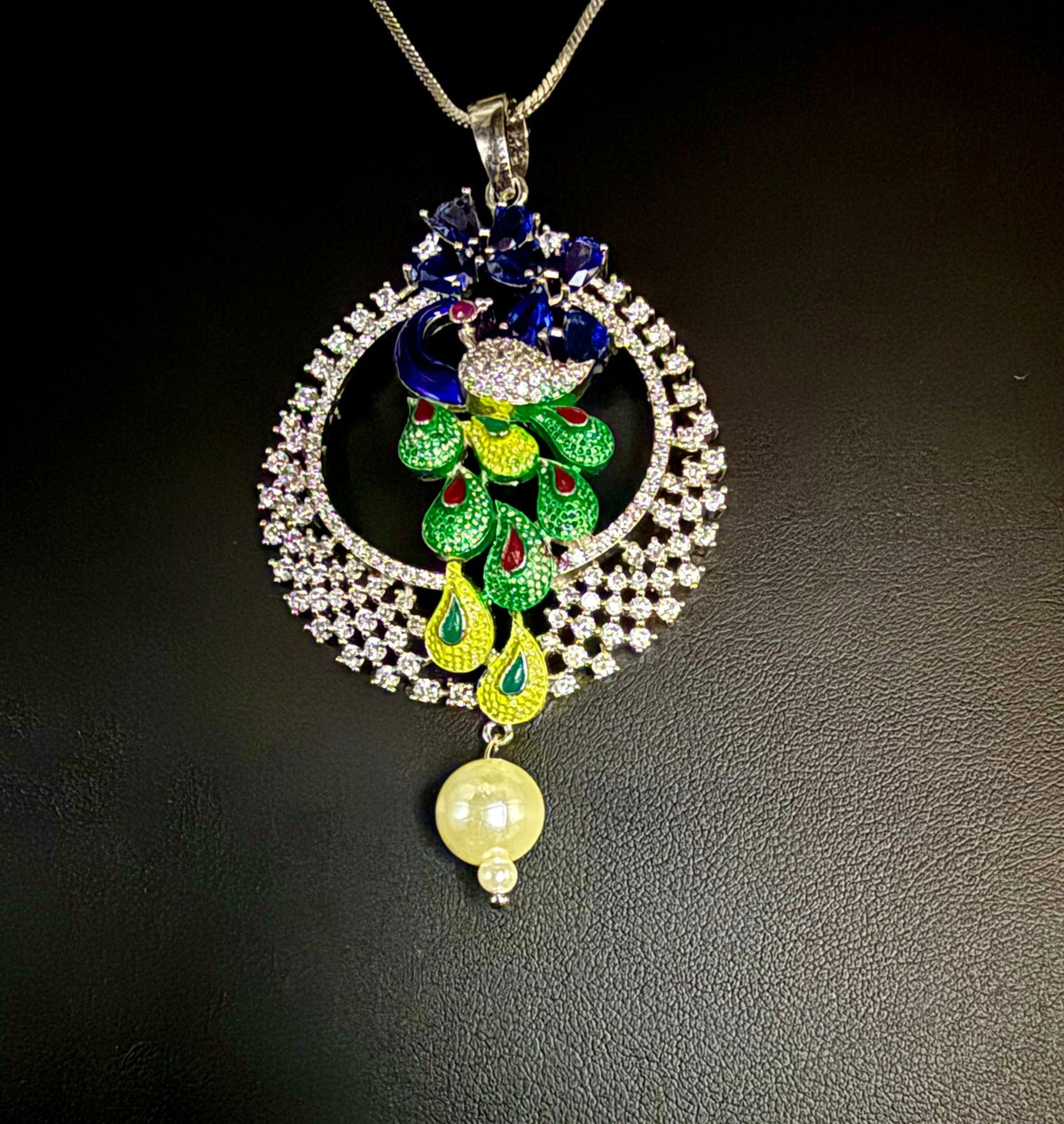 Peacock Pendants Set with earrings | Peacock sitting on swing– Famaza Couture