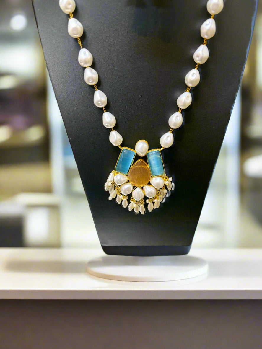 Mother of pearl & Mona lisa stone Mala Set | Regal Jewellery – Famaza Couture