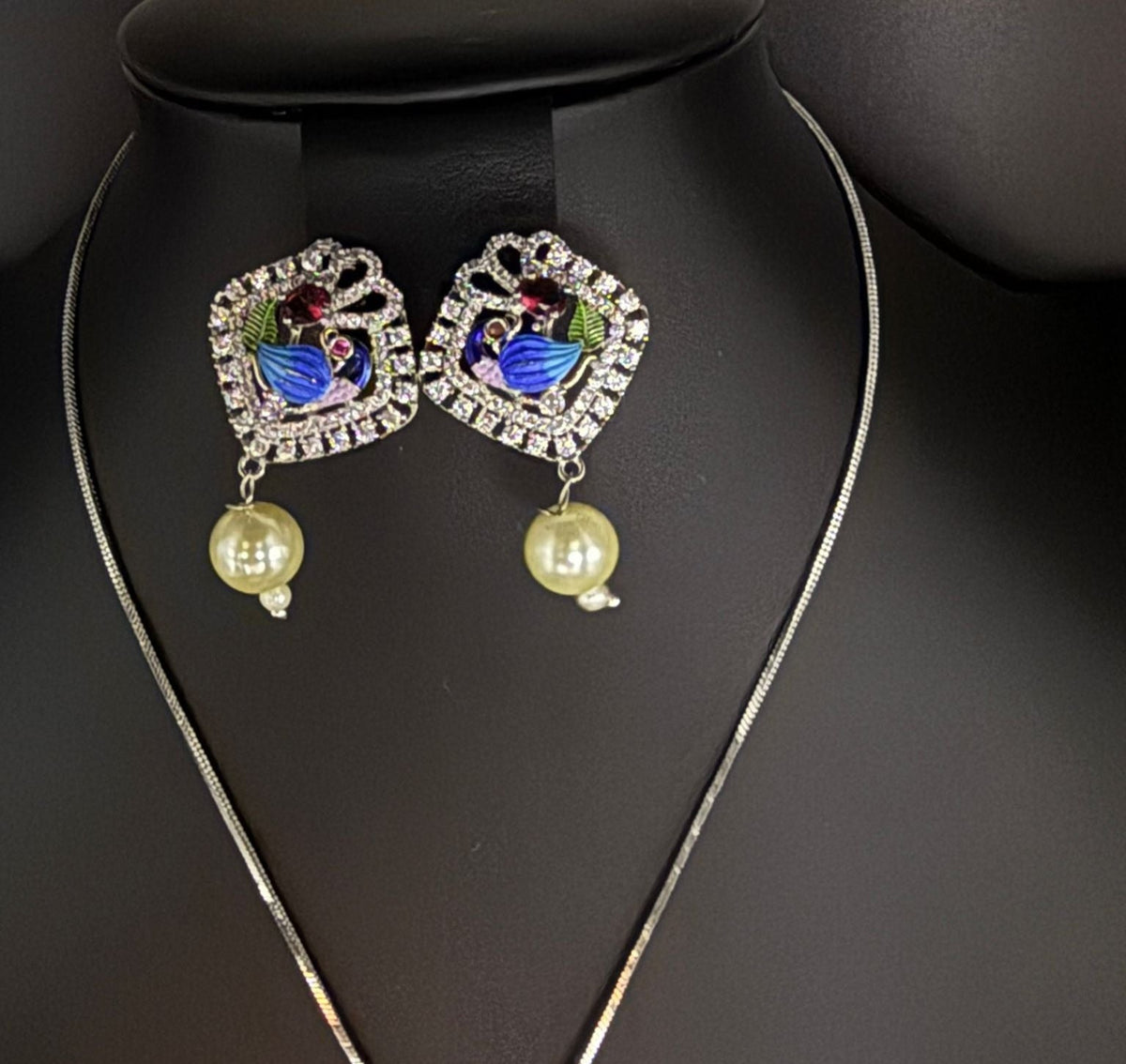 Peacock Pendants Set with earrings | Elegant brooch Design – Famaza Couture