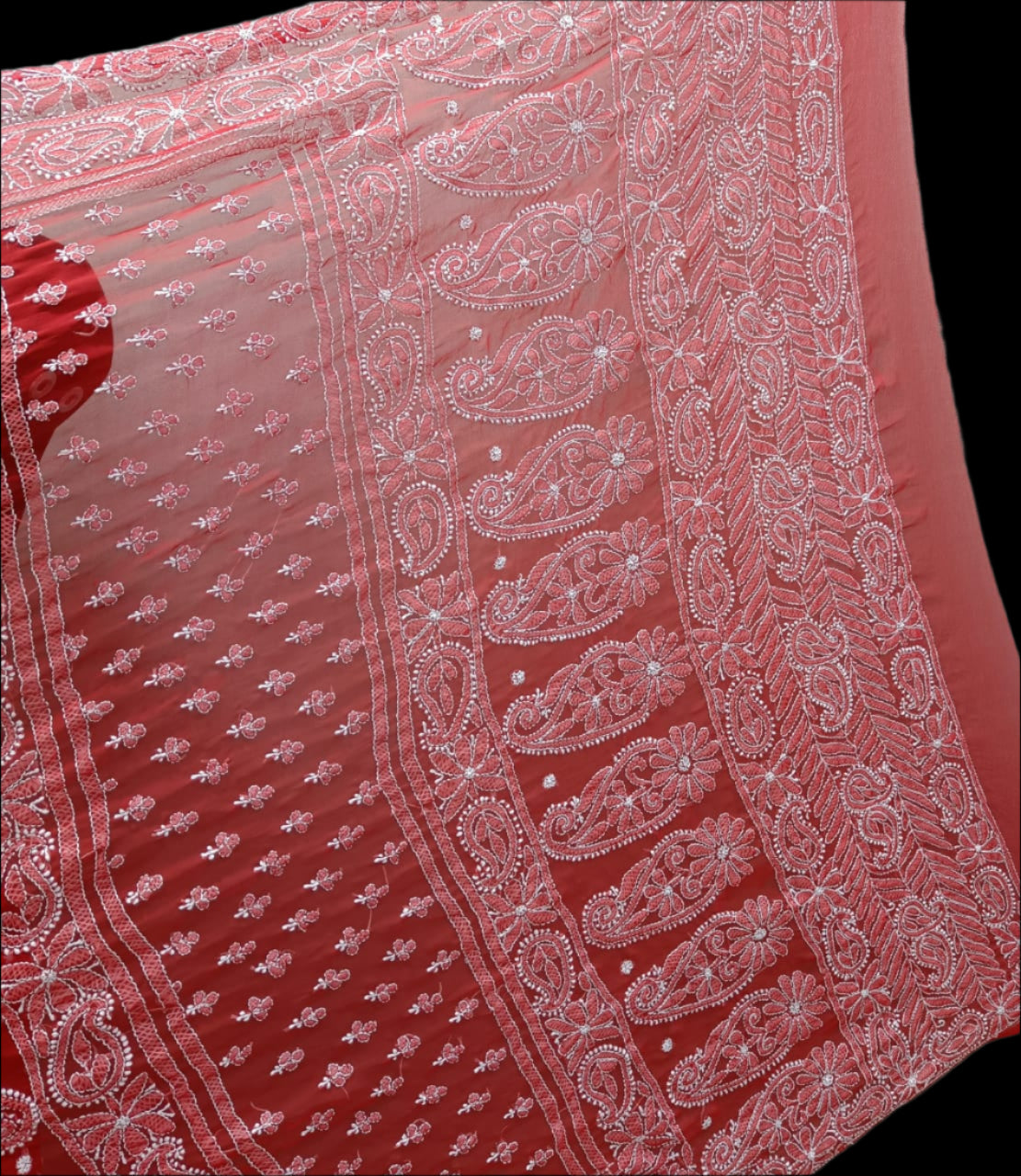 Full Jaal Chikankari Georgette Saree with Palla Keel Jaal Work – Elegant Ethnic Wear