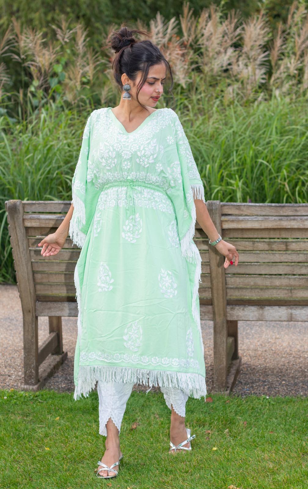 Azmat Chikankari Kaftan dress