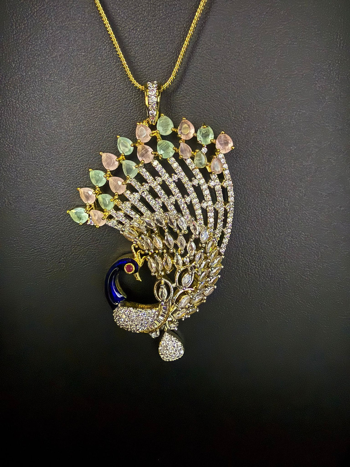 Peacock Pendants Set with earrings | Peacock full wing open– Famaza Couture