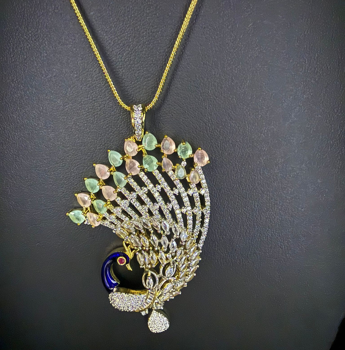 Peacock Pendants Set with earrings | Peacock full wing open– Famaza Couture