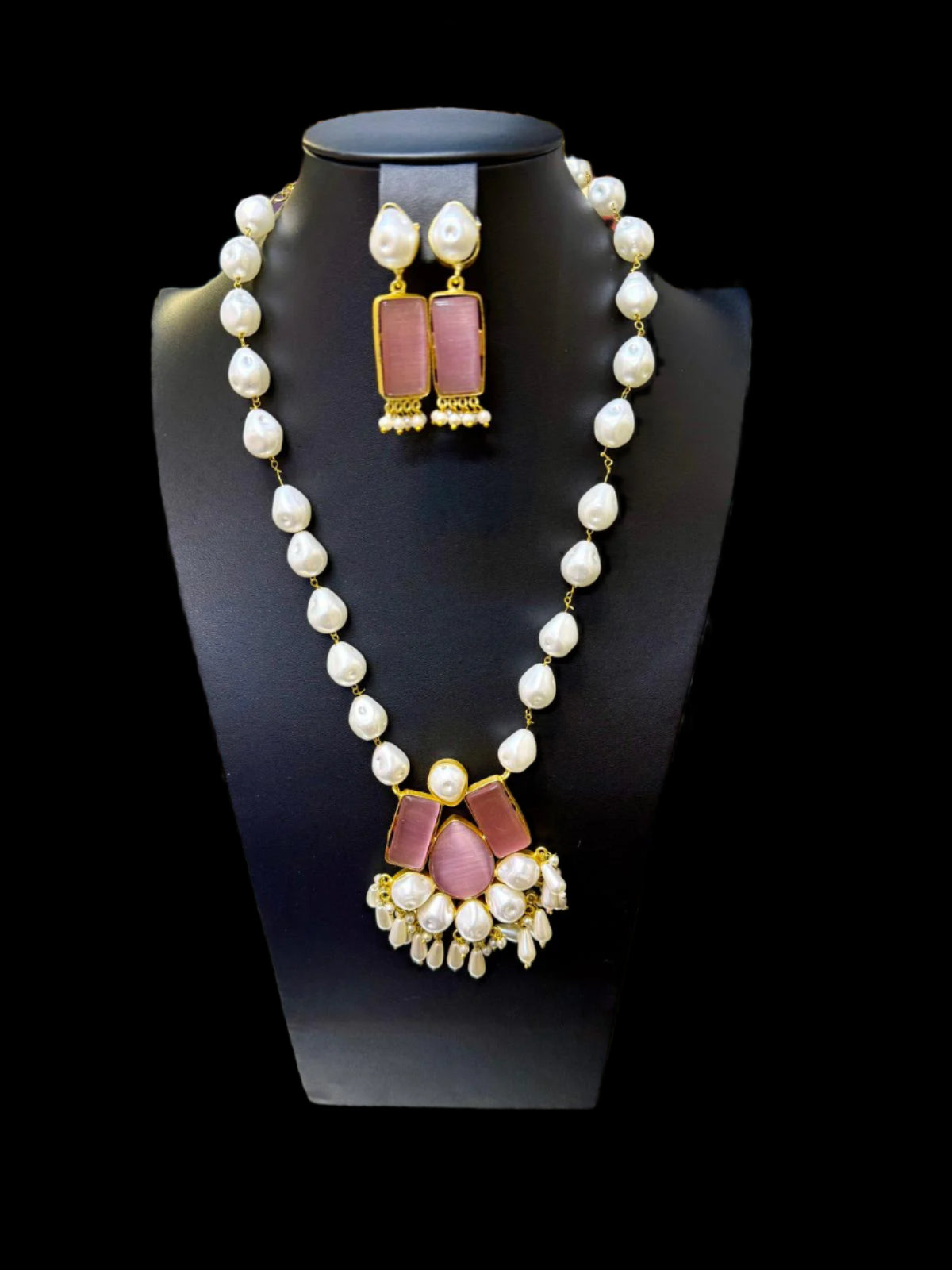 Mother of pearl & Mona lisa stone Mala Set | Regal Jewellery – Famaza Couture
