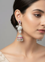 American Diamonds drop Jhumka earrings/Silver Finish Earrings