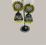 Black fancy sun flower Jhumki earrings | Lightweight Handcrafted Bridal Jewellery – Famaza Couture