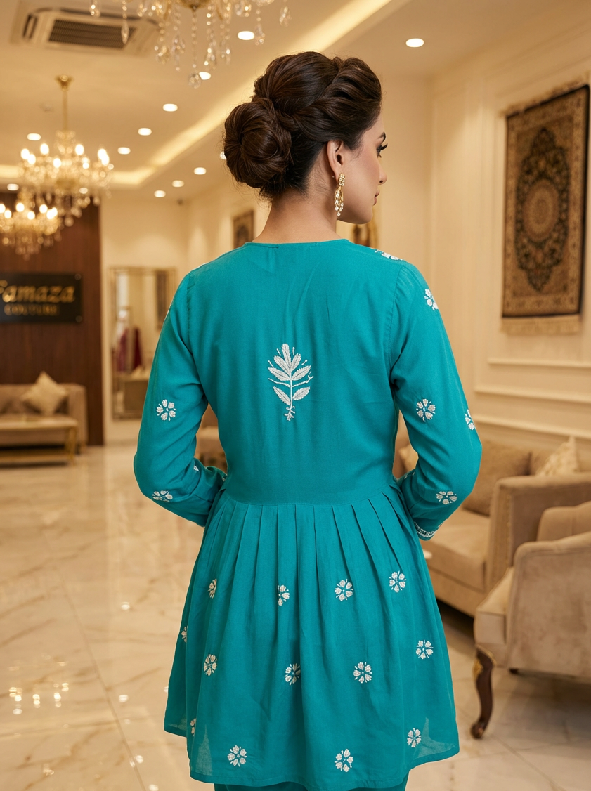 Chikankari Short Kurti Frock Style | Indian Top for Women