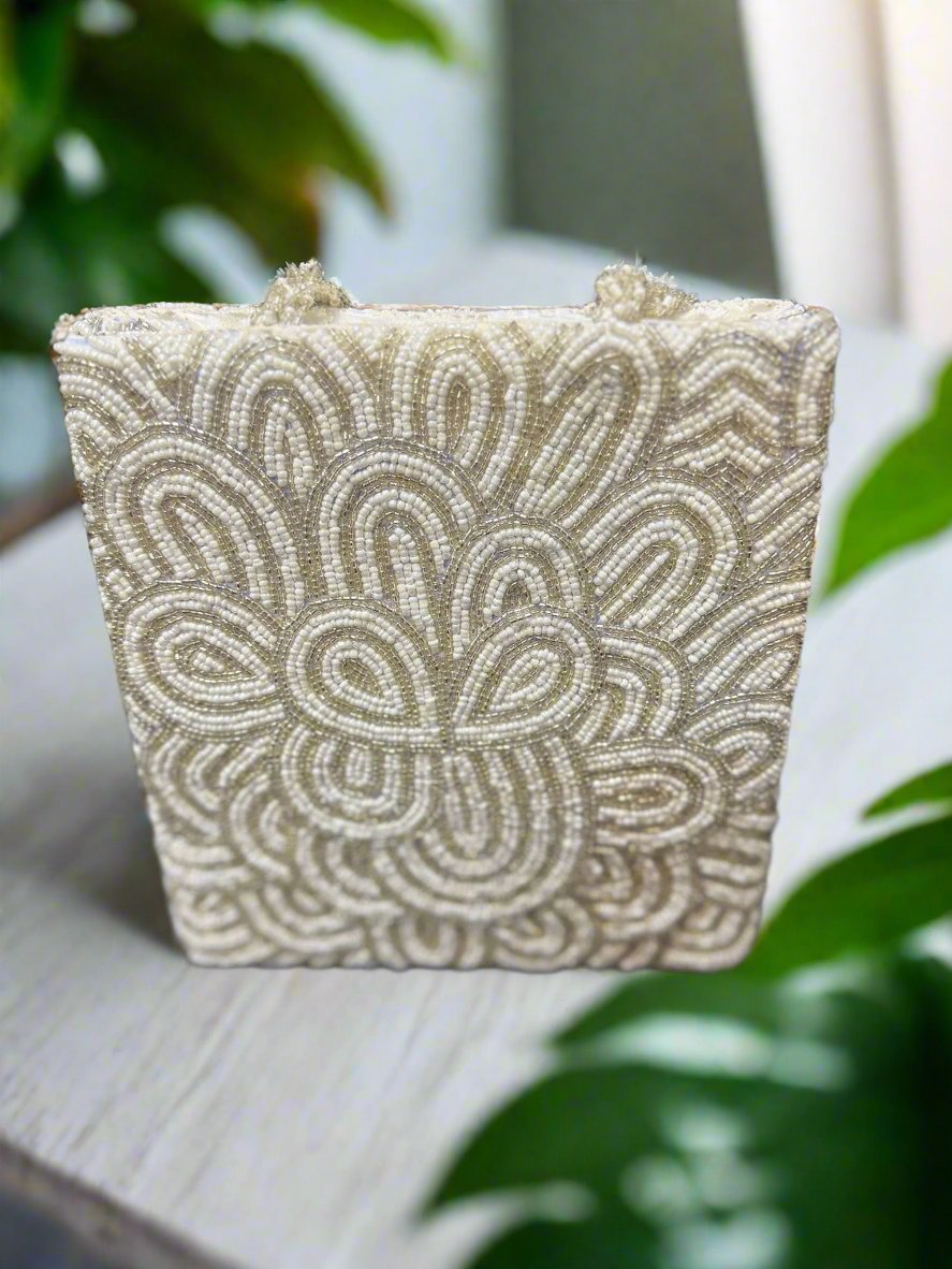 White Circular Handcrafted Tote Bag