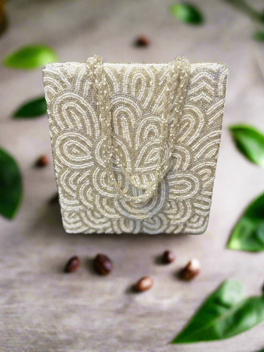 White Circular Handcrafted Tote Bag