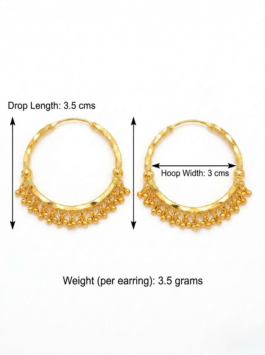 22K Gold Plated Heritage Chand Bali Hoop Earrings โ Royal Crescent๐