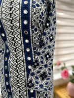 Traditional Ajrak Sindhi Kurta/Dress - Blue/White
