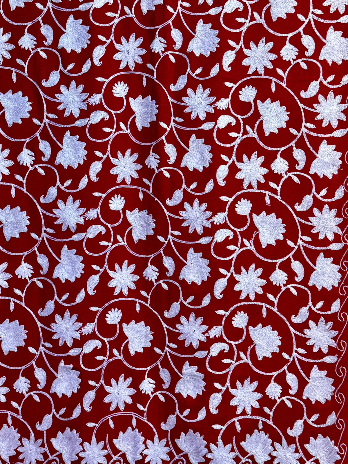 Multi Flowers all-over Kashmiri Embroidered Pashmina Scarf | Handcrafted Shawl – Famaza Couture