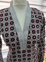 Traditional Ajrak Sindhi Kurta/Dress - Maroon/White