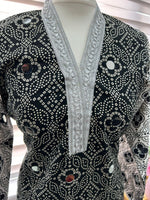 Traditional Ajrak Sindhi Kurta/Dress - Black/White