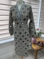 Traditional Ajrak Sindhi Kurta/Dress - Black/White