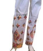 Cotton Multi-Thread Embroidery Pants for Women