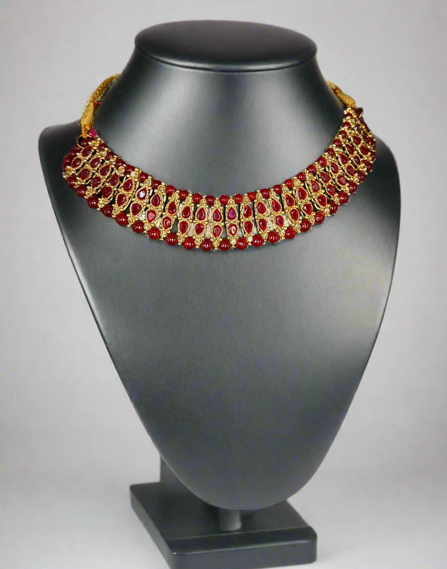 Red Choker Necklace | Elegant Party & Bridal Jewellery – Famaza Couture