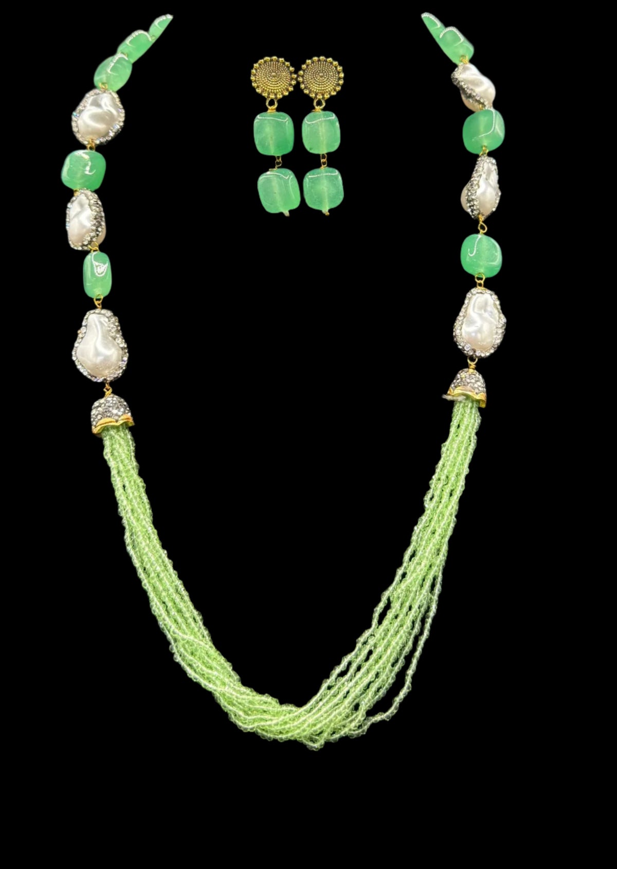 Bollywood Style Monalisa Stone & Crystal Beaded Mala Set | Regal Jewellery – Famaza Couture