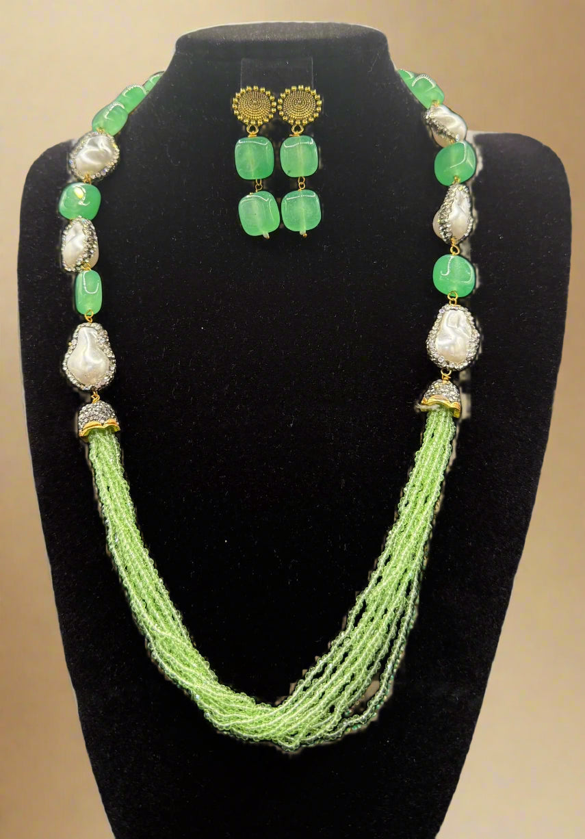 Bollywood Style Monalisa Stone & Crystal Beaded Mala Set | Regal Jewellery – Famaza Couture