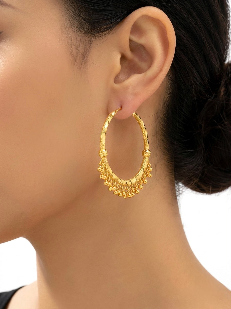 22K Gold Plated Heritage Chand Bali Hoop Earrings โ Royal Crescent๐