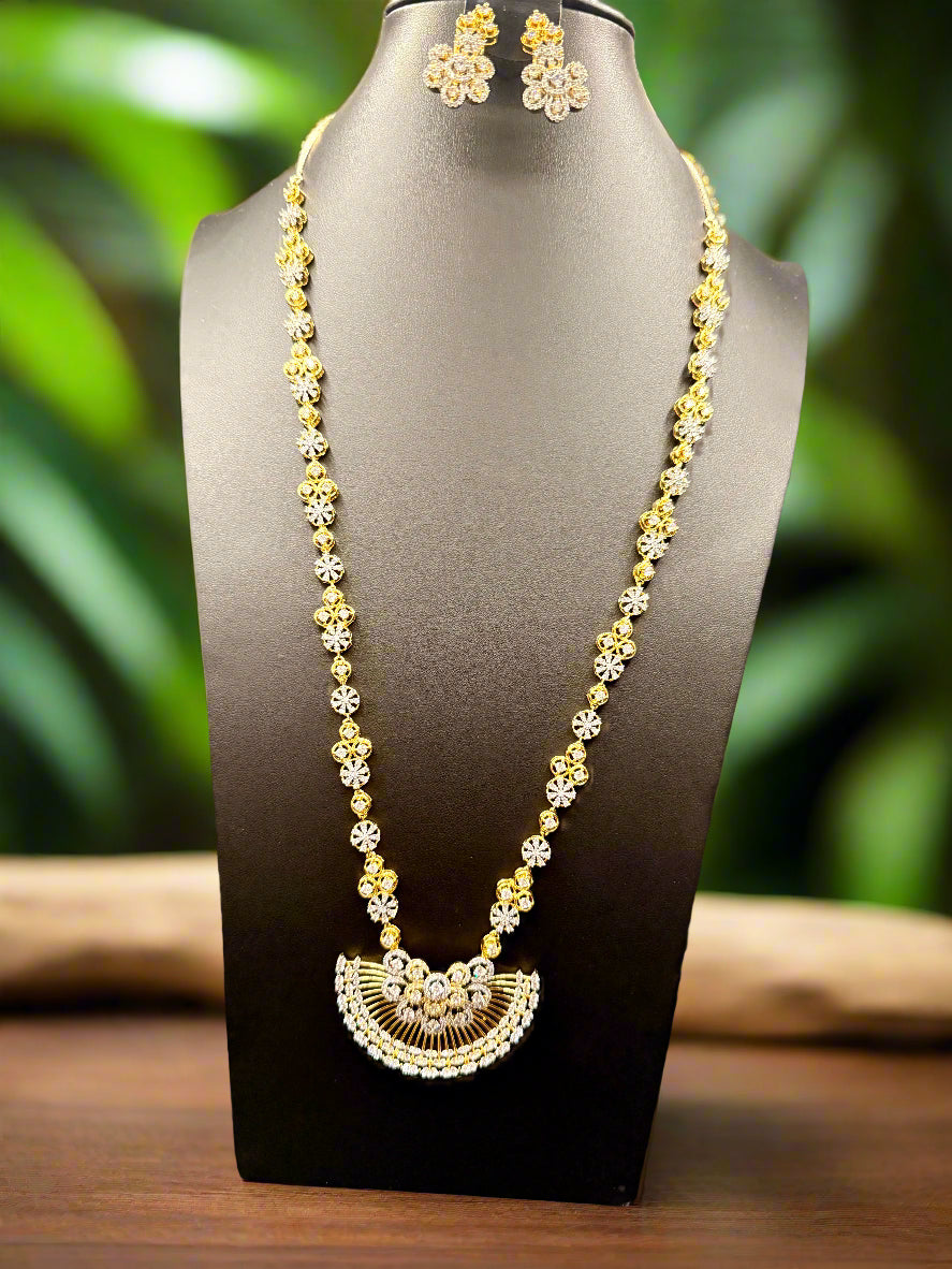 Gold Plated FloralSet with White Accents | Necklace & Earrings | Famaza couture