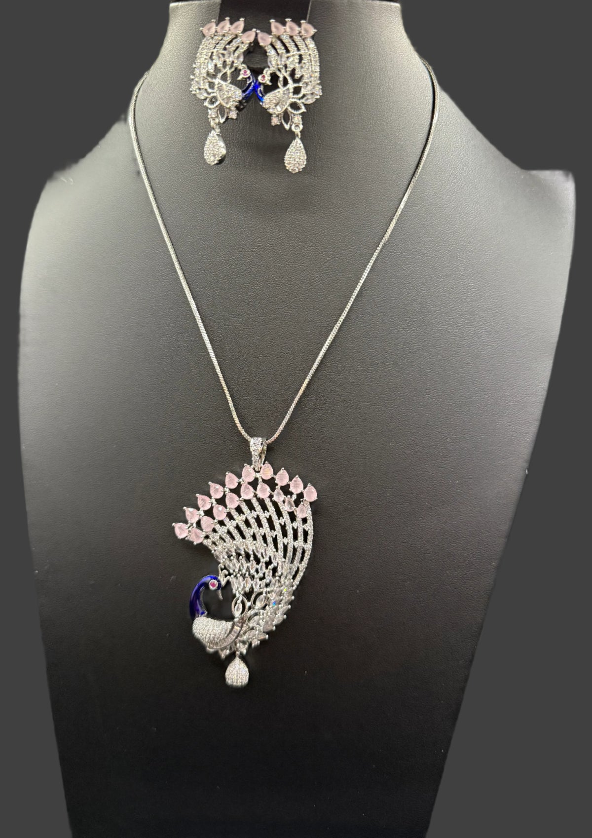 Peacock Pendants Set with earrings | Peacock full wing open– Famaza Couture