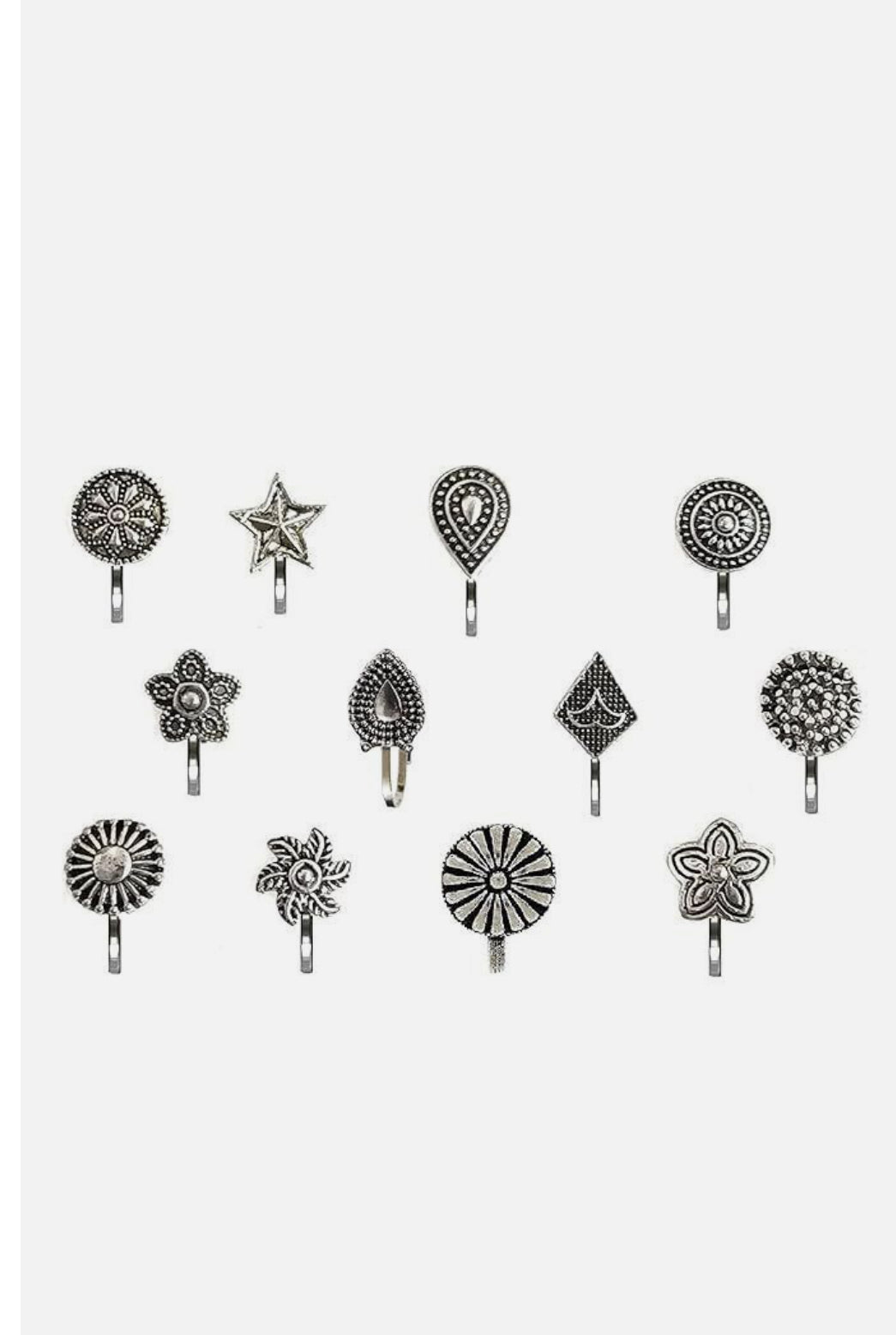 Oxidised silver press-on nose pin