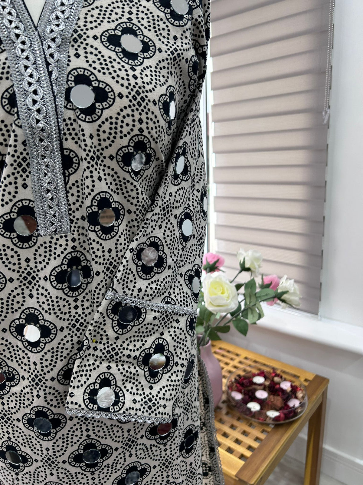 Traditional Ajrak Sindhi Kurta/Dress - Black/White