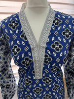 Traditional Ajrak Sindhi Kurta/Dress - Blue/White