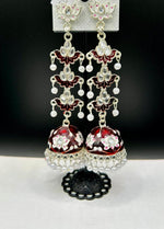 Meenakari Tulip Long Jhumka Earrings | Lightweight Bridal Jewellery – Famaza Couture