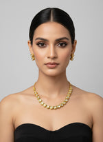 Gold plated Kundun sleek Choker Necklace set | Elegant Party & Bridal Jewellery – Famaza Couture
