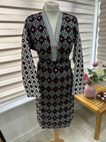 Traditional Ajrak Sindhi Kurta/Dress - Maroon/Black/White