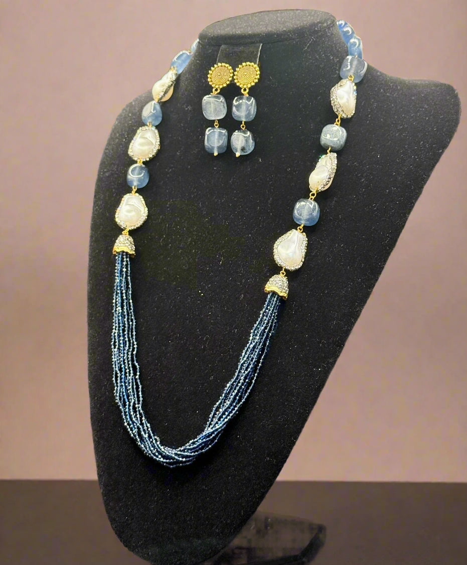 Bollywood Style Monalisa Stone & Crystal Beaded Mala Set | Regal Jewellery – Famaza Couture