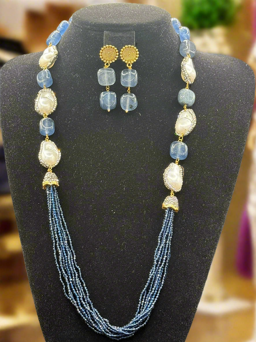 Bollywood Style Monalisa Stone & Crystal Beaded Mala Set | Regal Jewellery – Famaza Couture