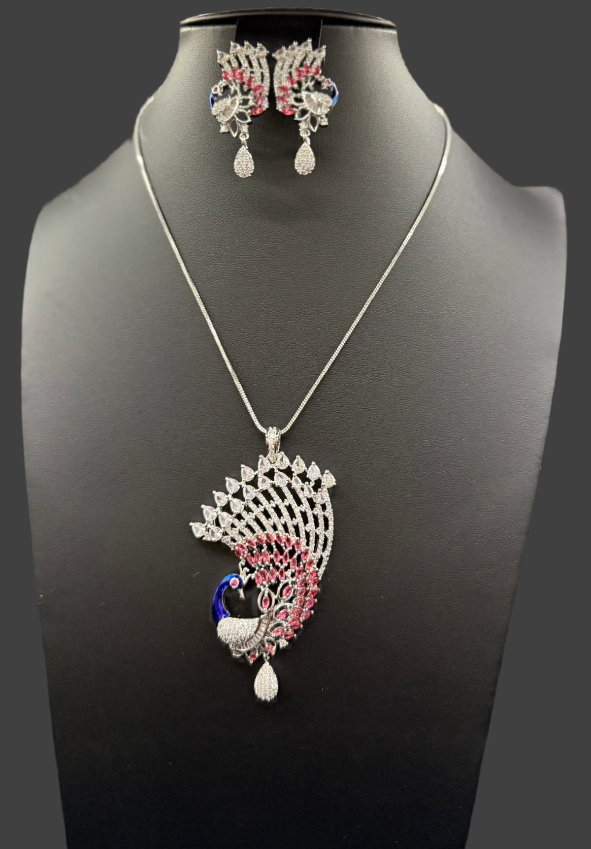 Peacock Pendants Set with earrings | Peacock full wing open– Famaza Couture