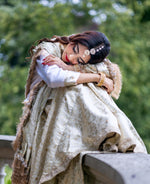 Jahan-Aara White Asian Bridal Nikah Dress | Traditional Kimkhab Gharara Bridal Wear