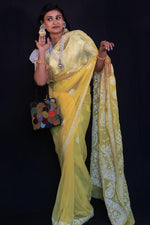 Full Jaal Chikankari Georgette Saree with Palla Keel Jaal Work – Elegant Ethnic Wear