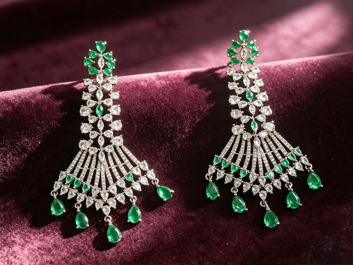 The Empress Drop American Diamond Chandelier Earrings