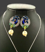Peacock Pendants Set with earrings | Peacock sitting on swing– Famaza Couture