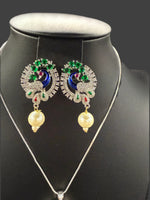 Peacock Pendants Set with earrings | Peacock sitting on swing– Famaza Couture