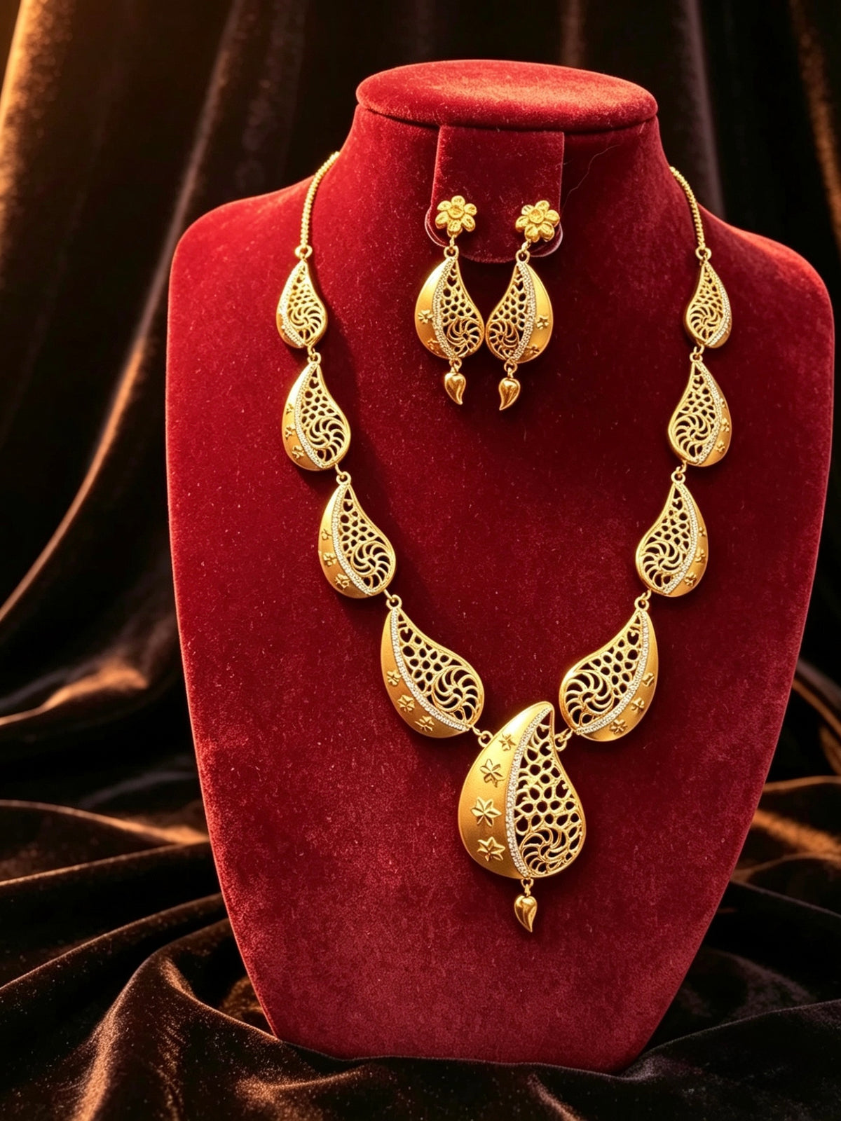 Premium Gold Plated Paisley Bridal Jewellery Set | Famaza Couture