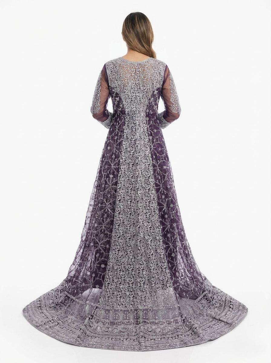 Luxurious Embroidered Tail Maxi Bridal Dress | Pakistani 3-Piece Party Wear Gown