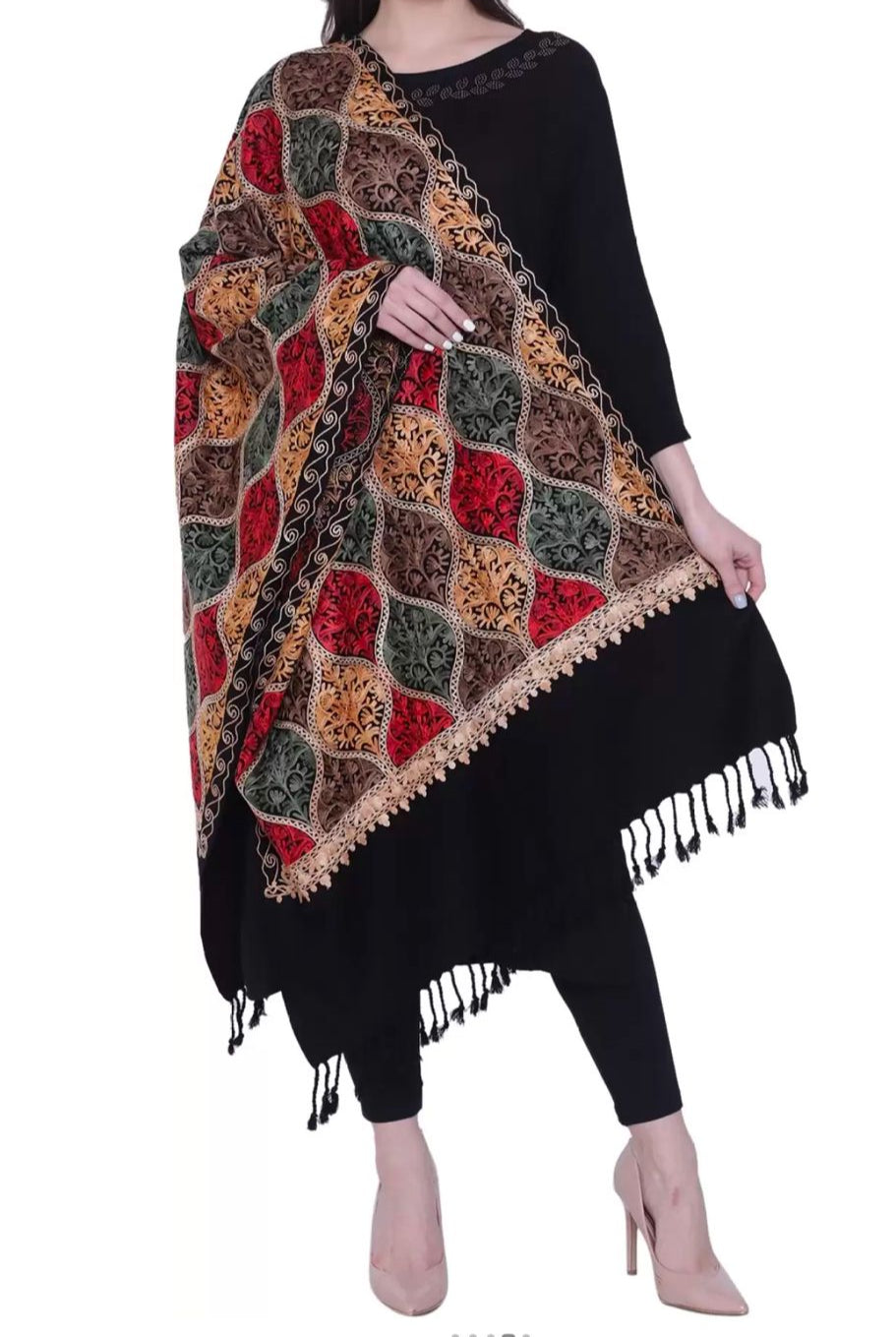 Kashmiri embroidered Scarf | Handcrafted Luxury Shawl & Stole – Famaza Couture