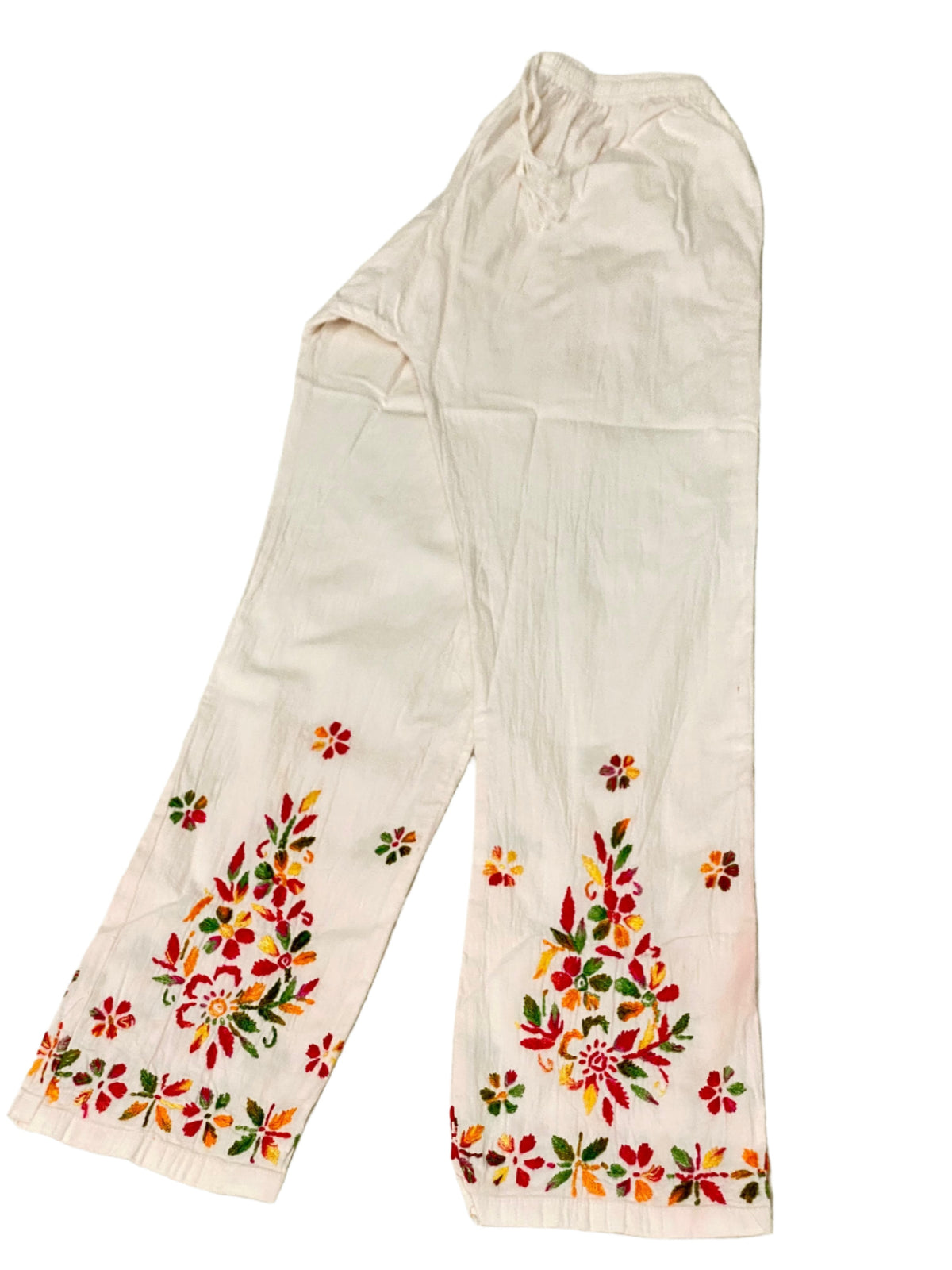 Cotton Multi-Thread Embroidery Pants for Women