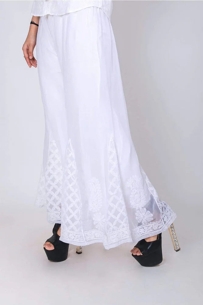 Viscose Chikankari flared/trousers/pants