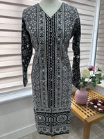 Traditional Ajrak Sindhi Kurta/Dress - Black/White