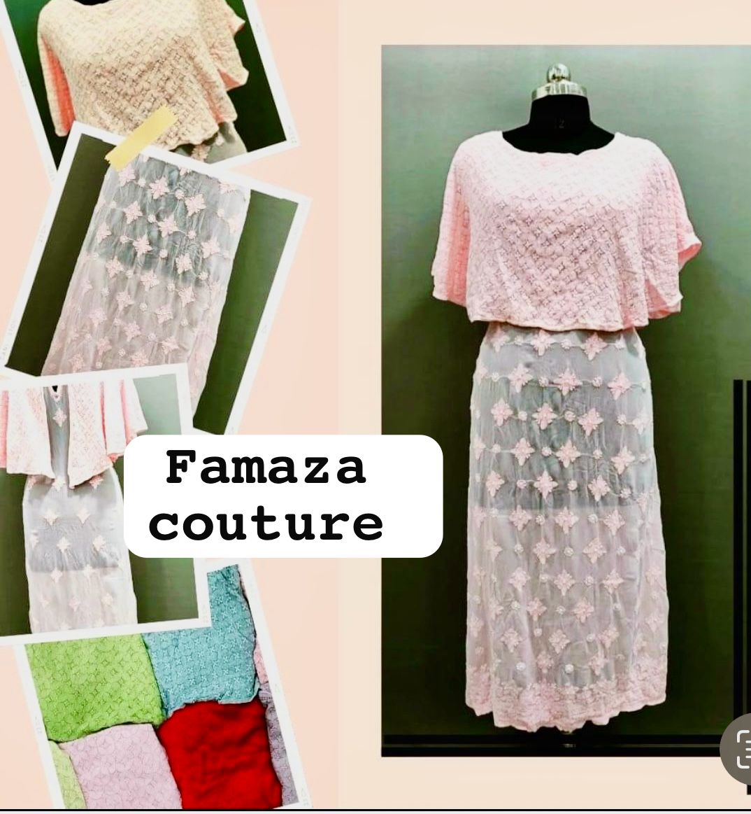 Chikankari capelet Dress in Viscose