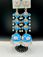 Meenakari Tulip Long Jhumka Earrings | Lightweight Bridal Jewellery – Famaza Couture