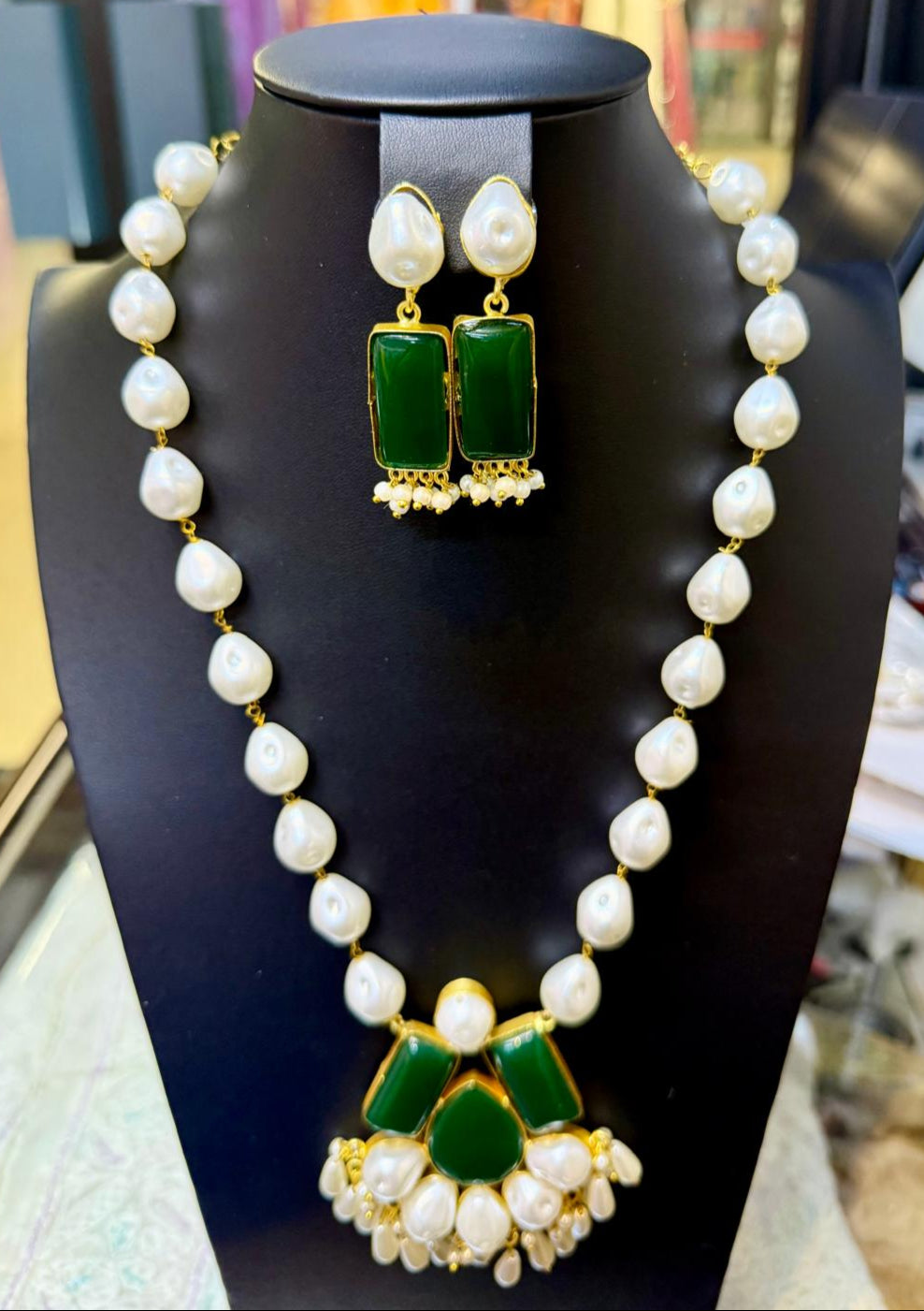 Mother of pearl & Mona lisa stone Mala Set | Regal Jewellery – Famaza Couture